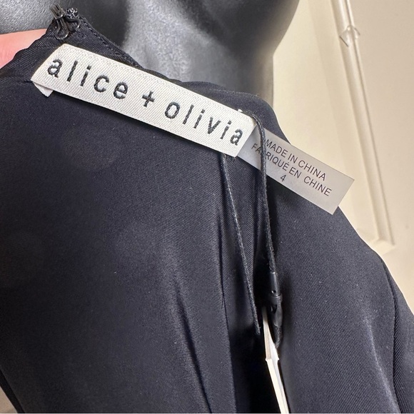 Alice + Olivia Delora Black & White Polka Dot Mini Dress Viscose Size 4 NWT - Picture 14 of 15